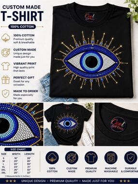 Evil Eye Graphic graphic tee S M L CL new custom designed faux rhinestones